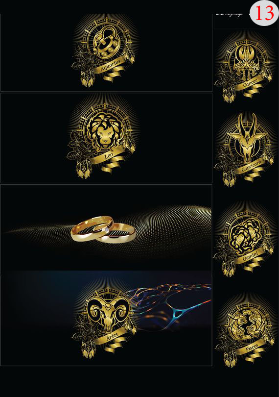 Набор 13 Это изображение: Знаки Зодиака, Обручальные кольца 