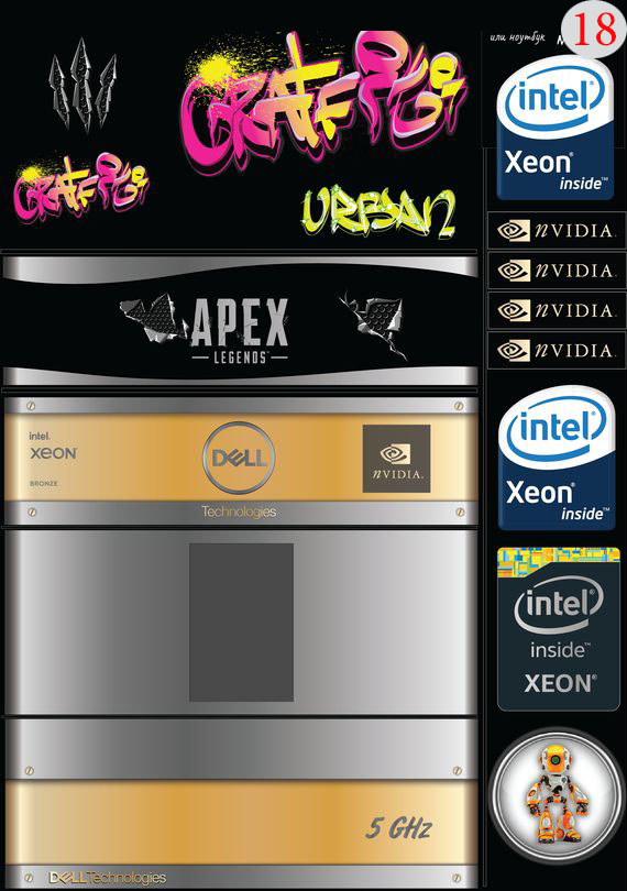 Набор 18 Это изображение: Граффити, Urban, Apex, Dell, nVidia, Intel Xeon, Робот 