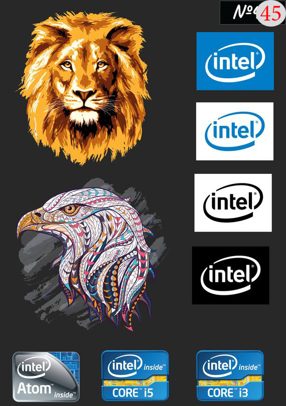 Набор 45 Это изображение: Голова Льва, Голова Орла, Intel 