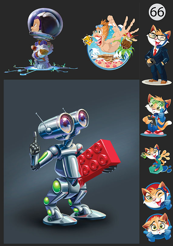 Набор 66 Это изображение: Мартышка космонавт, Отдых Летом, Кот, Робот с лего 