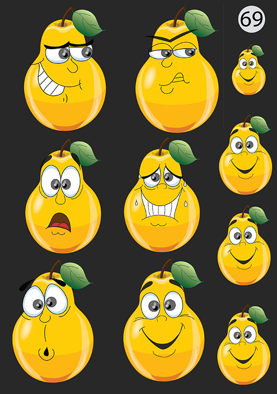Набор 69 Это изображение: Груша с разными настроениями 