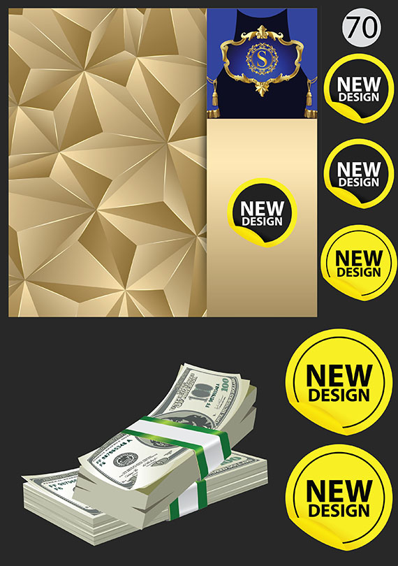 Набор 70 Это изображение: Gold, New Design, Доллары 