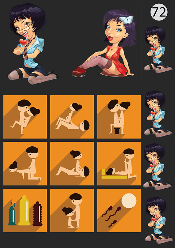 Набор 72 Это изображение: Девушка, камасутра в стикерах 