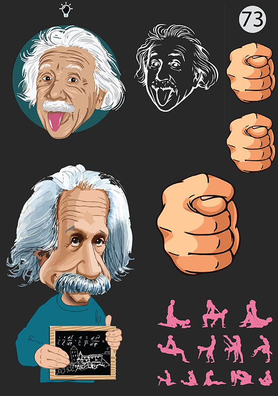 Набор 73 Это изображение: Эйнштейн, Фига крупным планом, камасутра 