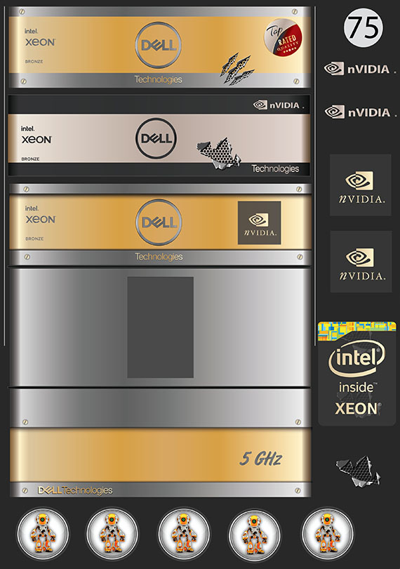 Набор 75 Это изображение: На FRONT системного блока Dell Intel Xeon nVidia, Роботы 