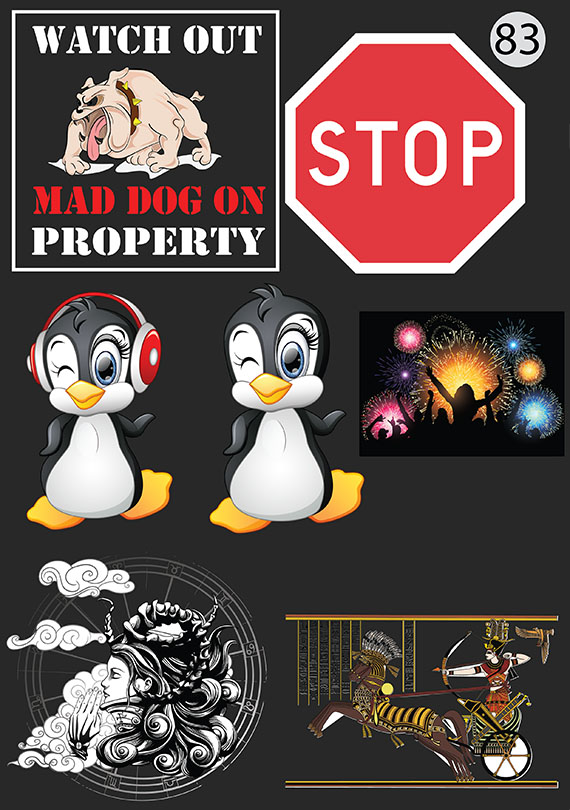 Набор 83 Это изображение: Злая собака, Пингвин, Египет, Знак Stop 