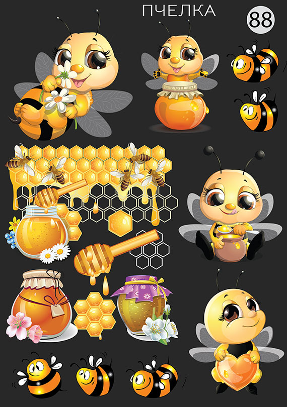 Набор 88 Это изображение: Пчелки, Мед 