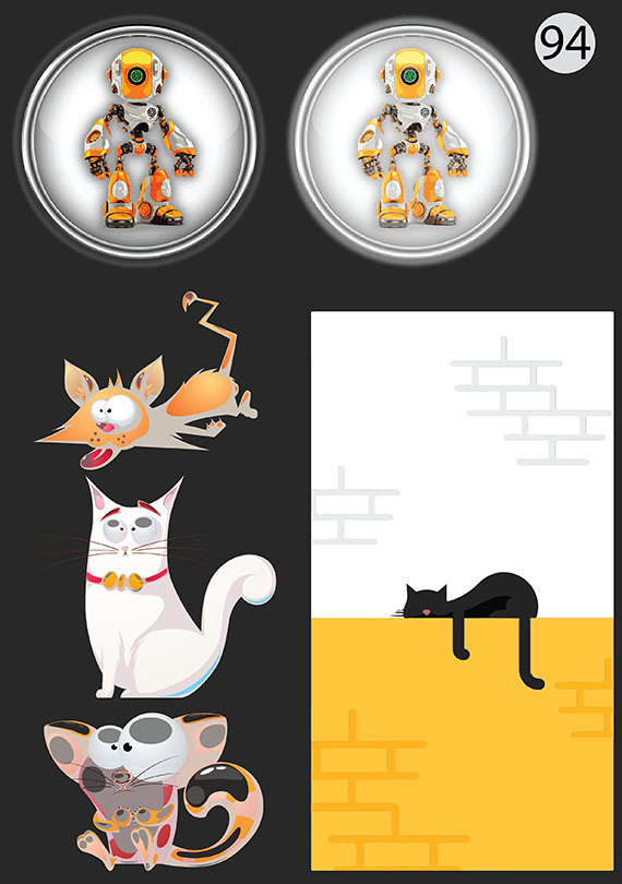 Набор 94 Это изображение: Роботы и коты 