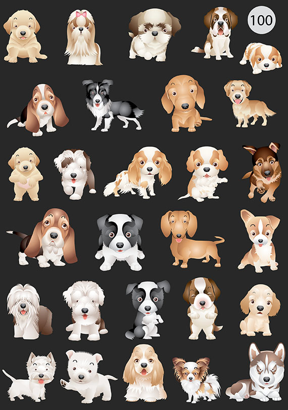 Набор 100 Это изображение: Собачки разных пород 